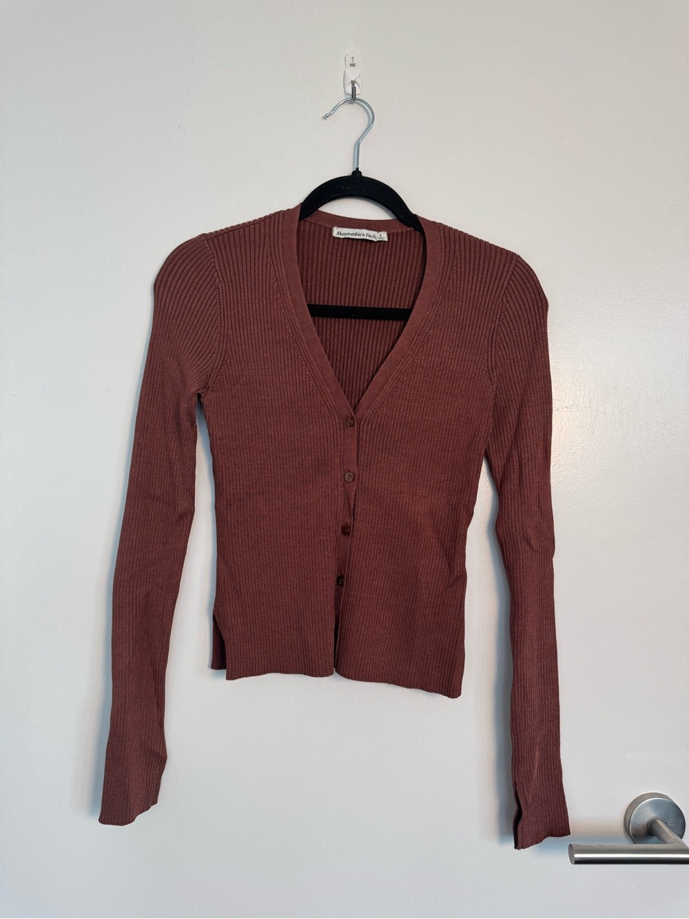 Abercrombie & Fitch Women's Ribbed Cardigan - Rust Brown